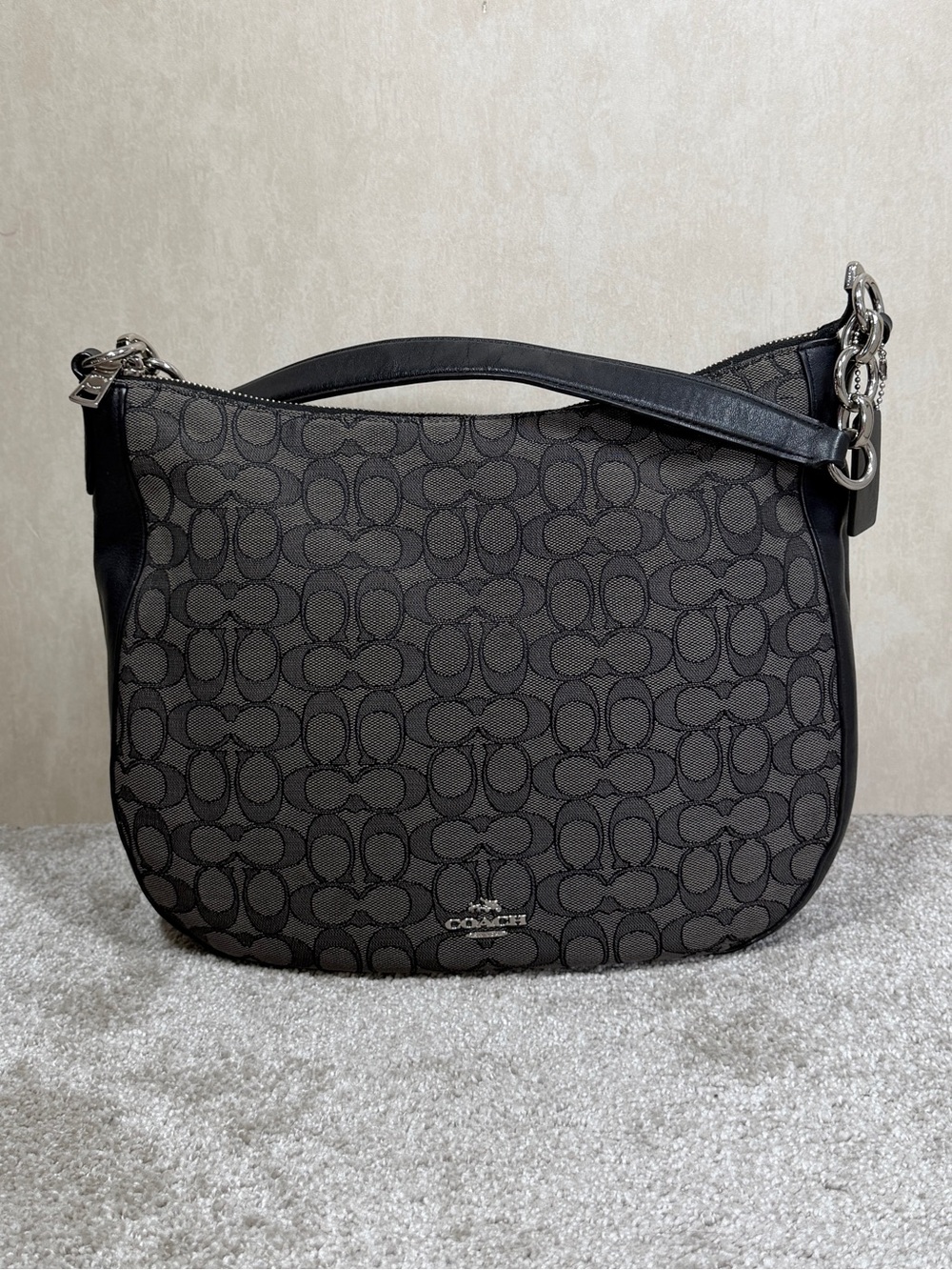 Coach Women’s 37769 Chelsea Hobo 32 Shoulder Bag in Signature Jacquard in Black